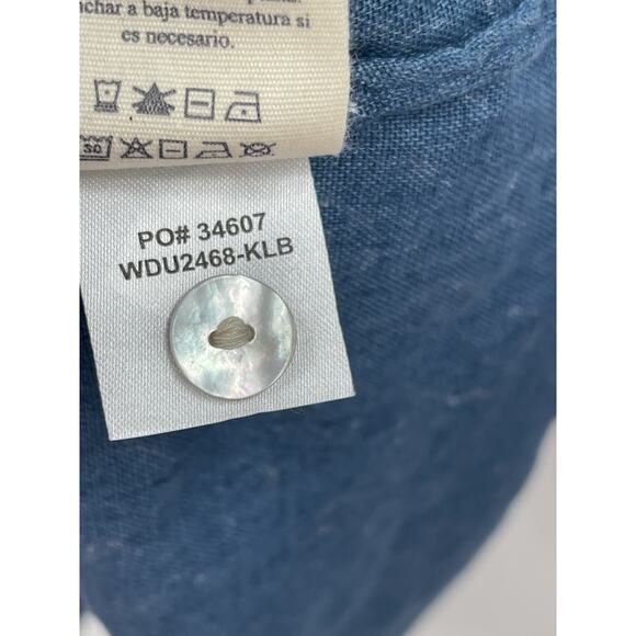 NWT Faherty Carmel Dress Key Largo Blue Linen Size Medium - Picture 13 of 13